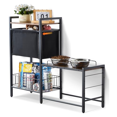 🔥 STARKER PREIS (-60%) VEVOR Futterstation 92 x 27 x 75cm, erhöhte Hundenäpfe, erhöhter Ständer für Hundenapf, Fressnapf, Hundenapfständer, Napfhalter mit Ablageflächen, Hundebar für große, mittelgroße & kleine Hunde