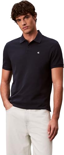 🔥 SELTEN SO GÜNSTIG (-56%) Calvin Klein Herren Poloshirt Kurzarm Monogram Pique aus Baumwolle, Blau (Dark Sapphire), XL