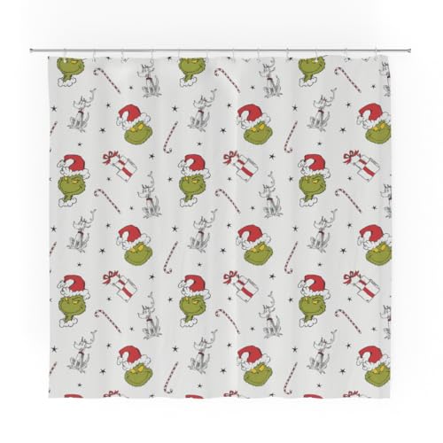 Franco Grinch Holiday Christmas Bath Microfiber Shower Curtain, 72x72, (Officially Licensed Product)