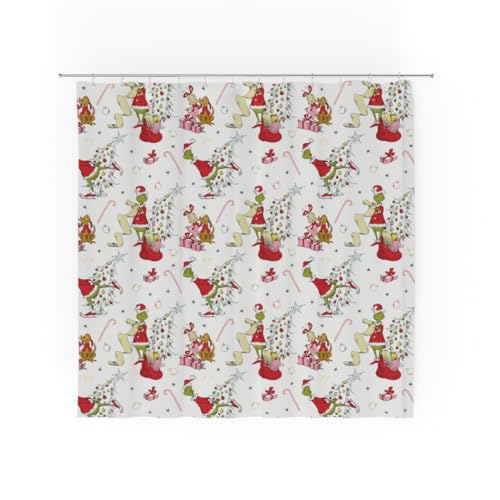 Franco Grinch Holiday Christmas Bath Microfiber Shower Curtain, 72x72, (Officially Licensed Product)