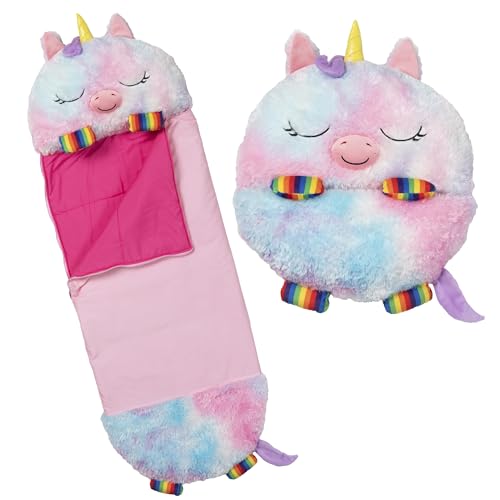 Happy Nappers: Pillow & Sleepy Sack: Medium - Rainbow Unicorn - 54 x 20, Plush Animal Character, 2-in-1 Pillow Sleeping Bag, Play, Kids Ages 3+