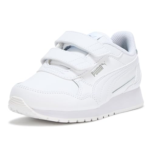 PUMA Unisex-Child ST Runner Hook and Loop Shoes, PUMA White-PUMA White-Gray Echo, Toddler 8
