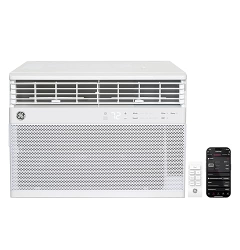 GE Window Air Conditioner 12,000 BTU for Rooms up to 550 sq ft., Wi-Fi Enabled, Energy-Efficient Cooling for Large Rooms, Easy Install Kit, Control Using Remote or Smartphone App, White