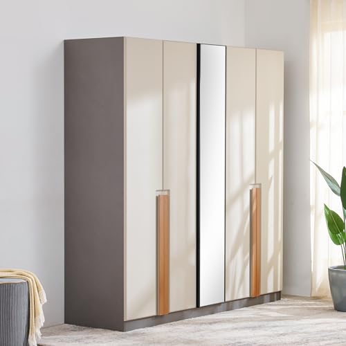 Home Centre | Tiffany | Engineered Wood | 4 Door Swing Wardrobes | Beige | 1 Year Warranty