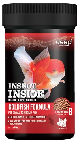 Deep Goldfish Food | 50 g, Micro Floating Pellets | High Growth & Colour Enhancing | Insect (Cricket) Protein Formula