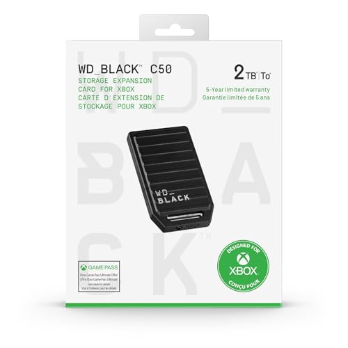 WD_Black 2TB C50 Storage Expansion Card, Officially Licensed for Xbox – Quick Resume, Plug & Play, NVMe SSD Expansion for Xbox Series X|S Gaming Consoles - WDBMPH0020BNC-WCSN