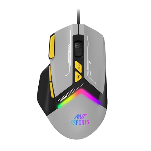 Ant Esports GM333 RGB Wired Gaming Mouse 12800 DPI Optical Mouse 1000Hz Polling Rate 8 Programmable Buttons Huano Switches Ergonomic Design Backlit Li