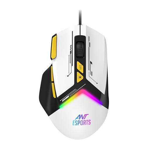 Ant Esports GM333 Smartchoice Wired Gaming Mouse, 12800 DPI Optical Sensor, Ergonomic Design, RGB Lighting, Huano Switches, 1.5M Braided Cable, Inbuil