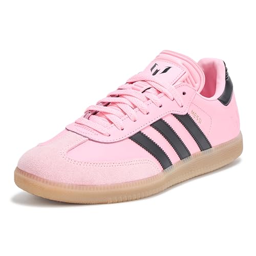 adidas Ltpink/CBLACK Men's Samba Messi pinkCore GUM4 9.5 US, Light Pink/Black/Gum, Wide