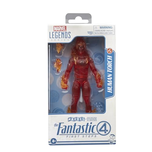 Marvel Legends Series Human Torch, The Fantastic Four: First Steps Johnny Storm Movie Collectible 6 Inch Action Figure Toy