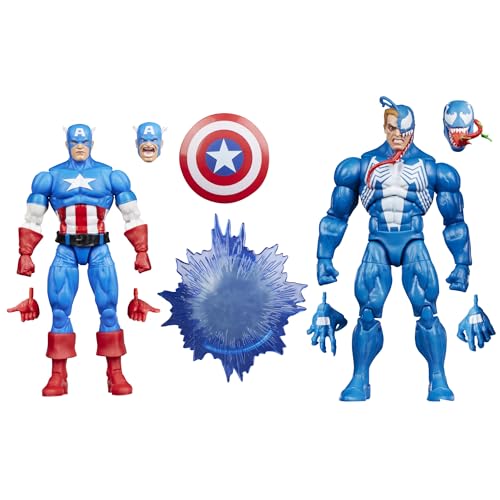 Marvel Legends Series Gamerverse Captain America vs Venom, Retro Video Game-Inspired Collectible 6-Inch Action Figures