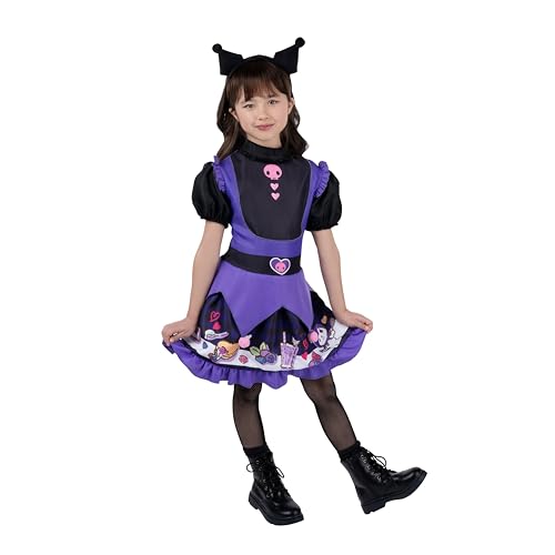 Jazwares Costume Play Hello Kitty and Friends Kuromi Official Youth Halloween Dress - Premium Quality Printed Dress with Headband (M)