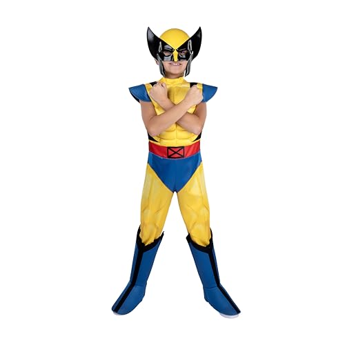 MARVEL Wolverine Official Youth Halloween Costume - Premium Quality Padded Jumpsuit with Plastic Mask Medium