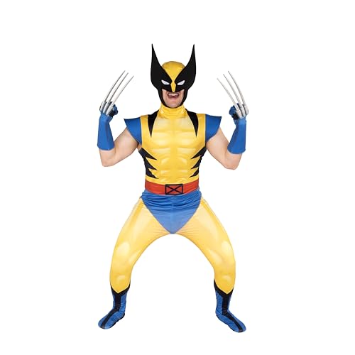 MARVEL Wolverine Official Adult Deluxe Zentai Halloween Costume-Deluxe Spandex Suit with Gloves X-Large