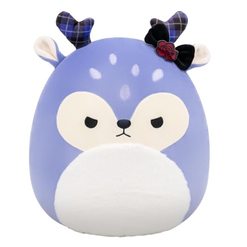 Squishmallows Original 14in Binoche The Purple Fawn with Plaid Antlers and Bow – Official Jazwares Plush (Large)
