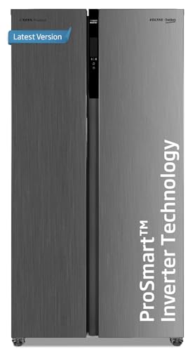 Voltas Beko, A Tata Product 563 L Side by Side Frost Free Refrigerator with ProSmart Inverter Compressor (RSB585/FPV300RXID, INOX steel, Active Fresh 