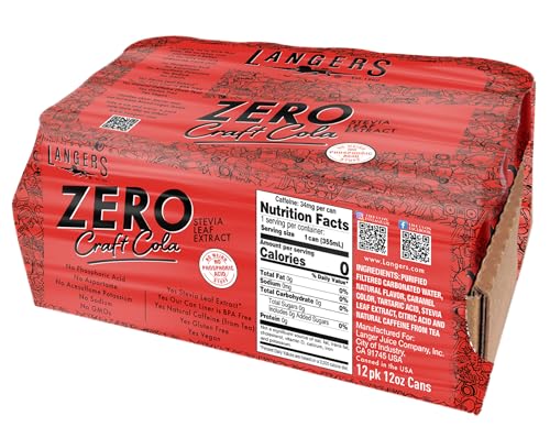 Langers Zero Craft Cola with Stevia, No Weird Stuff, 12 Fl Oz (Pack of 12)