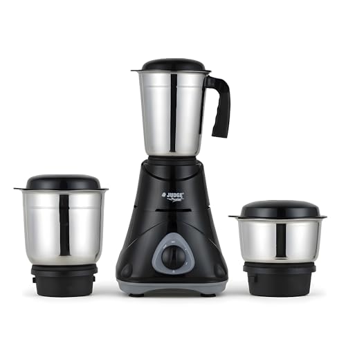 Judge by Prestige 500 Watts ACE Mixer Grinder with 3 Stainless Steel Jars| 3 Efficient Stainless Steel blades| Overload Protector| Sturdy Handles| Bla