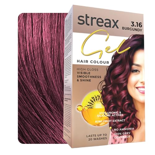 Gel Hair Colour for Women & Men, Burgundy 3.16, 150ml | Hair Colour Burgundy| 100% grey coverage | Long Lasting Hair Color, easy to use | Ammonia-Free