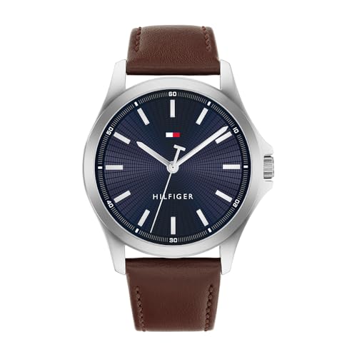 🔥 STARKER PREIS (-39%) Tommy Hilfiger Uhr mit DREI-Zeiger-Quarzwerk für Herren mit Braunes Lederarmband - 1710669