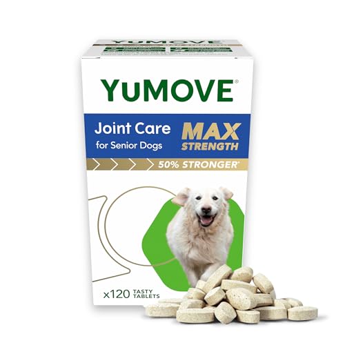 YuMOVE Max Strength Joint Supplement for Senior Dogs, Hip & Joint Aid with Glucosamine, Chondroitin, Green Lipped Mussel, 120 Tablets - Eco Friendly and Letter Box Ready Packaging | Unflavoured