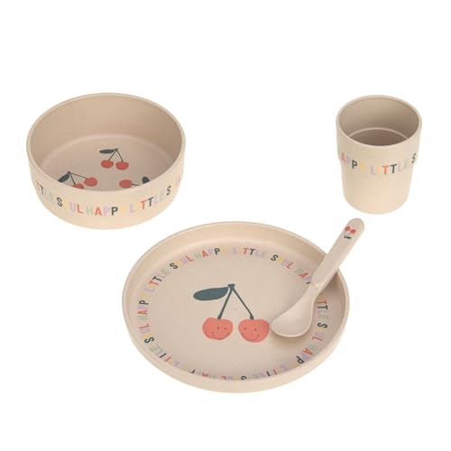 (-36%) LÄSSIG Kindergeschirr Set (Teller, Becher, Schälchen, Löffel) ohne Melamin, BPA-frei, für Spülmaschine und Mikrowelle/Dish Set Happy Fruits Cherry