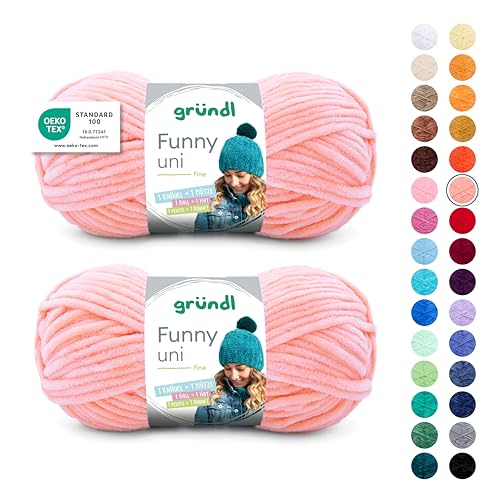 ⚡ BLITZDEAL (-57%) Gründl Wolle Funny uni Chenille Wolle 2 Knäuel 100 g, Aprikose