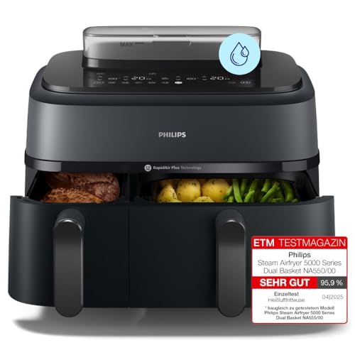 (-40%) Philips Steam Airfryer 5000 Heißluftfritteuse, Schwarz, 9 L