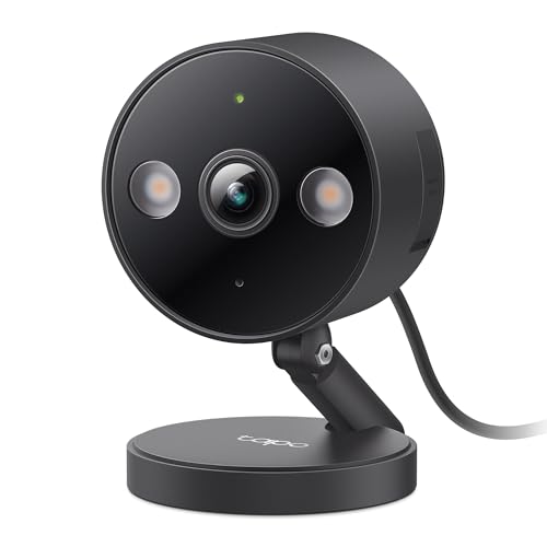 Tapo by TP-Link 2K QHD Security Camera Indoor/Outdoor, Color Night Vision, Free Person/Pet/Vehicle Detection, Baby Monitor, Local/Cloud Storage, IP66, Dual-Spotlight, Black(C121)