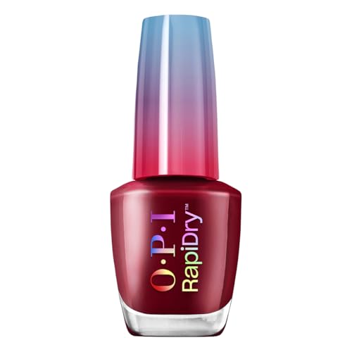 OPI RapiDry Skip a Beet | Opaque Dark Red Crème Quick Dry Nail Polish | Vegan, Smudge Proof, Fast Drying