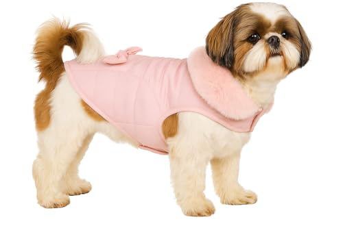 Dog Coat – Guzzi Pink – A:30cm B:30-34cm C:46-52cm – Polyester – Water-Repellent – Soft Fleece Lining – Flamingo