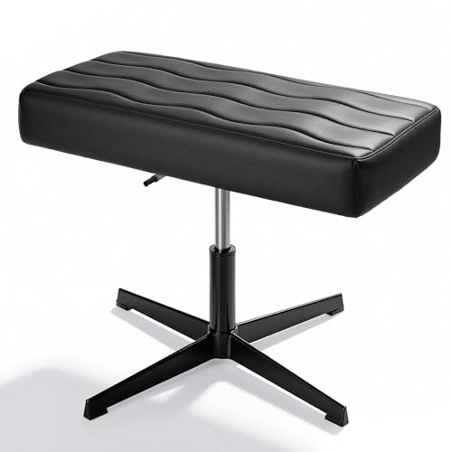 VECELO Under Desk Footrest, PU Ergonomic Foot Rest with Comfort Padding, Height Adjustable for Relieving Leg Pain, Stiff