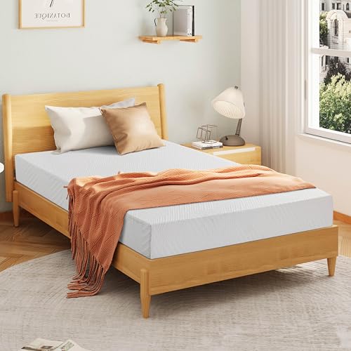 EGOHOME 6 Inch Twin Mattress for Kids, Memory Foam Mattress with Cooling Green Tea Gel, Relieve Pressure with Medium Firm Support, CertiPUR-US Certified, 75''L x 38''W, White