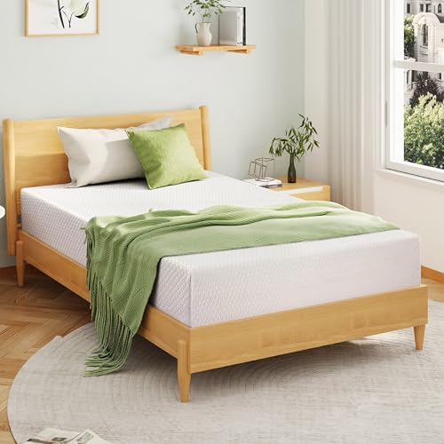 EGOHOME 10 Inch Queen Mattress, Memory Foam Mattress in a Box with Cooling Green Tea Gel, Relieve Pressure with Medium Support, CertiPUR-US Certified, 80''L x 60''W, White