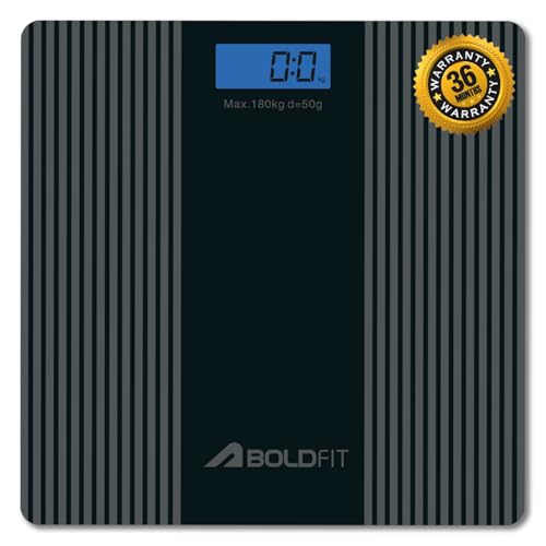 Boldfit Weight Machine for Home Digital Weighing Machine for Human Body with LCD Display Max Weight Capacity 180Kgs (Batteries Not Included) –