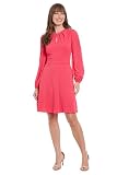 London Times Women's Dresses Elegant Eyelet Knee-Length Dress - Long Bishop Sleeves - Cinched Waist - Keyhole Neckline - Versatile Cocktail Dress, Raspberry, 4