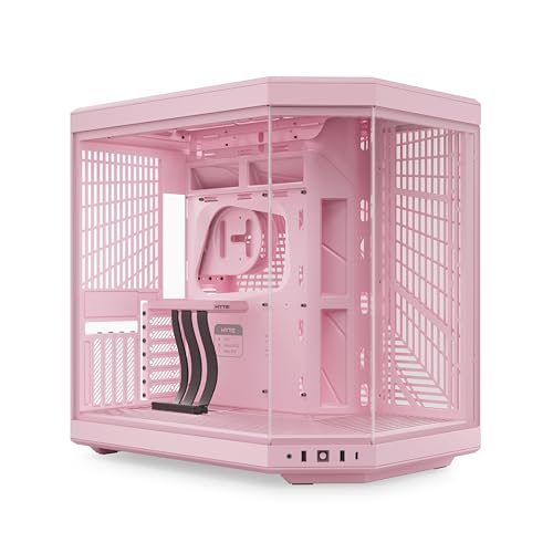 HYTE Y70 Mid-Tower ATX Gaming PC Desktop Case - Panoramic Tempered Glass - Dual Chamber - High Airflow Chassis - PCIE 4.0 Riser Cable Included - New Modern Aesthetic - Strawberry Milk (Pink)