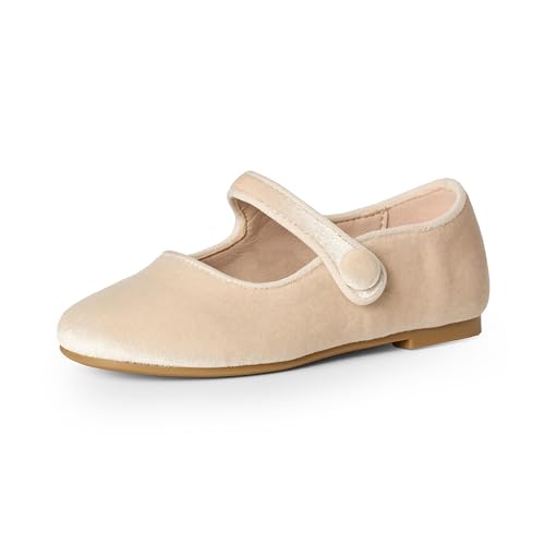 Amazon Essentials x Sofia Grainge Toddler Girls' Mary Jane Ballet Flat Shoes, Taupe, 10 Toddler