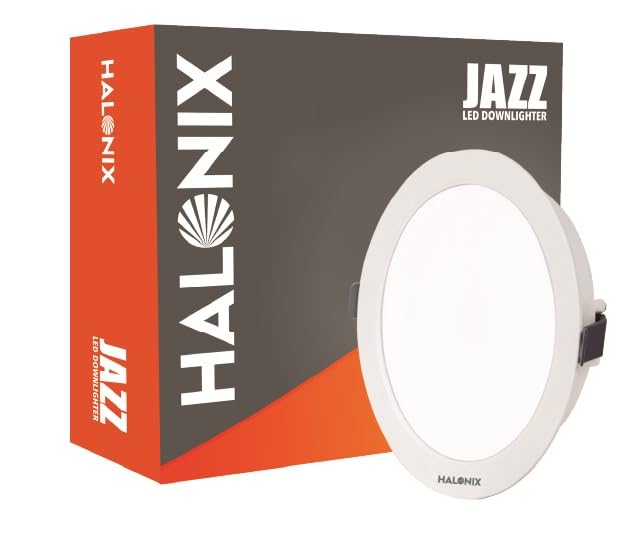 Halonix Polycarbonate Jazz 12W White Recessed Downlighter|Cutout- 4 Inch|Recessed Ceiling Light for Hall, Room, Office, Shop|Led Downlighter with Surg