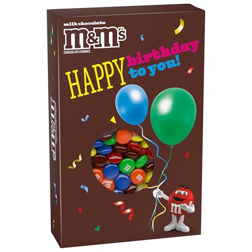 M&M'S Milk Chocolate Candy Happy Birthday Card and Gift Box All in One Birthday Present for All Ages, 10 Oz Box