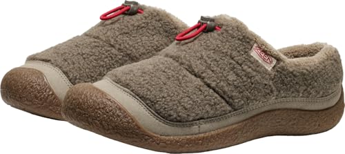 KEEN Women's Howser 3 Slide Comfy Durable Slippers, Brindle/Brindle Sherpa Fleece, 9