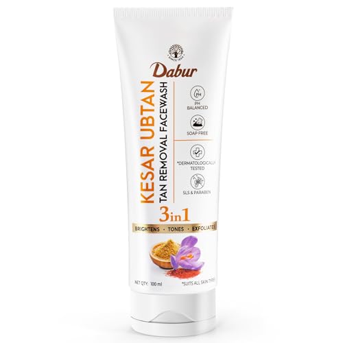 DABUR Kesar Ubtan Face Wash-100ml | Enriched with Natural Turmeric, Niacinamide & Saffron to Brighten, Tone and gently Exfoliate Skin | For Removing T