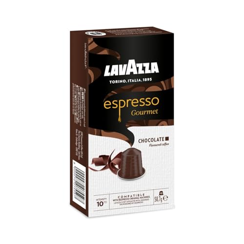 🔥 STARKER PREIS (-37%) Lavazza, Espresso Gourmet Chocolate, 10 Aluminiumkapseln kompatibel mit Nespresso* Originalmaschinen, mit natürlichem Schokoladenaroma, Arabica und Robusta, Intensität 10/13, mittlere Röstung