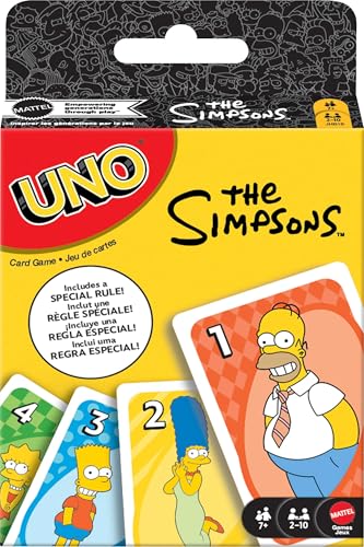 Mattel Games UNO The Simpsons Card Game for Kid, Adult & Family Nights, Parties, Travel & Camping, Toy Collectible Inspired by The Series