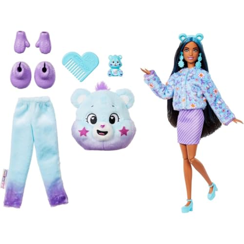 Barbie Cutie Reveal Care Bears Doll & Accessories, Series 2 Dream Bright Bear with 10 Surprises Including Color Change & Mini Bear
