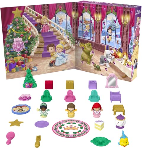 Fisher-Price Little People Toddler Toy Disney Princess Advent Calendar, 24 Figures & Accessories for Preschool Pretend Play Ages 18+ Months