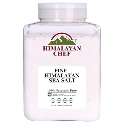 Himalayan Chef Sea Salt Fine Grain Himalayan Salt, 5 lbs Bulk Bag - 100% Natural, Unrefined, Kosher, Rich in 84 Organic Minerals for Cooking, Seasoning