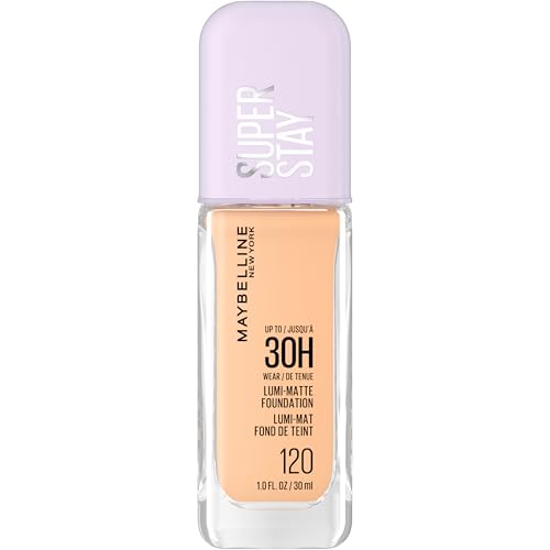 Maybelline Super Stay Lumi-Matte Foundation, Lightweight and Buildable Full Coverage Foundation Makeup For Up To 30HR Wear, 120, 1 Count