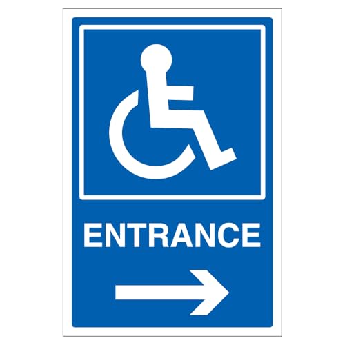 V Safety Disabled Entrance Arrow Right - Super-Tough Rigid Plastic 200 x 300 mm - 2mm Super-Tough Rigid Plastic Safety Sign