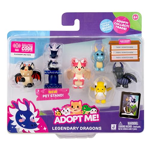 Adopt Me! Legendary Dragons 6 Figure Pack - Online Game - Exclusive Virtual Item Code - Collectible Toys Featuring Your Favorite Pets, Ages 6+